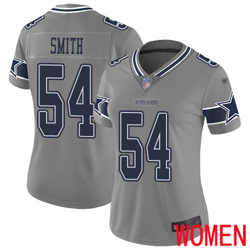 Women Dallas Cowboys Limited Gray Jaylon Smith #54 Inverted Legend NFL Jersey->women nfl jersey->Women Jersey